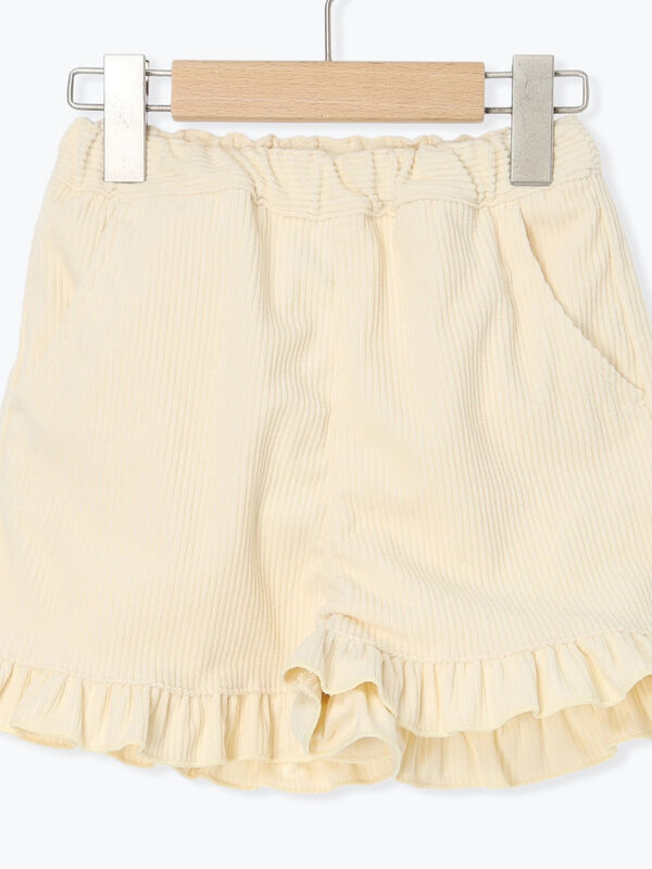 セール】 カットコール裾フリルショートパンツ（オレンジ/キナリ