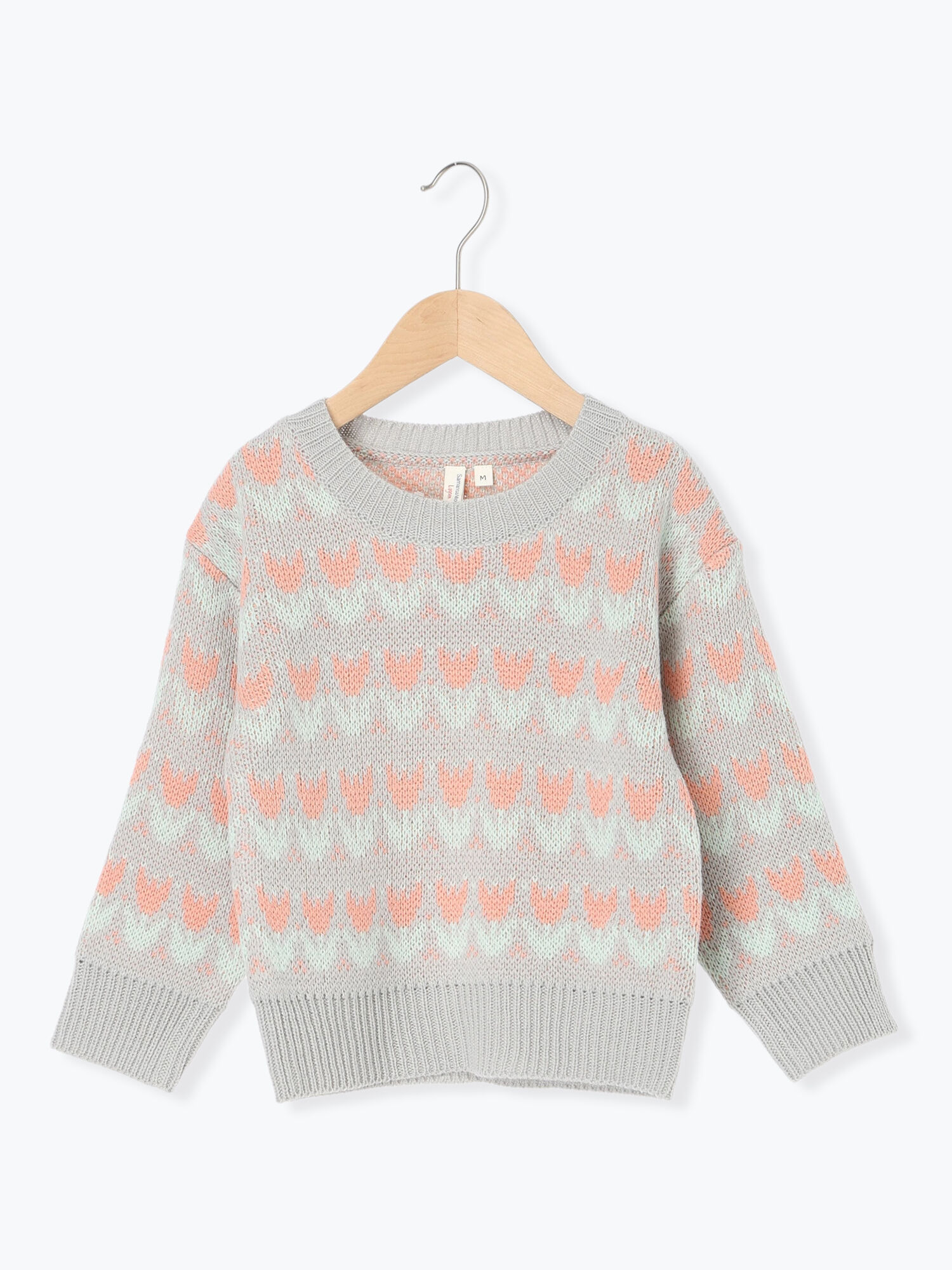 さっくらぼうず セール】 【マシンウォッシャブル】花柄ジャカードニット（サックス