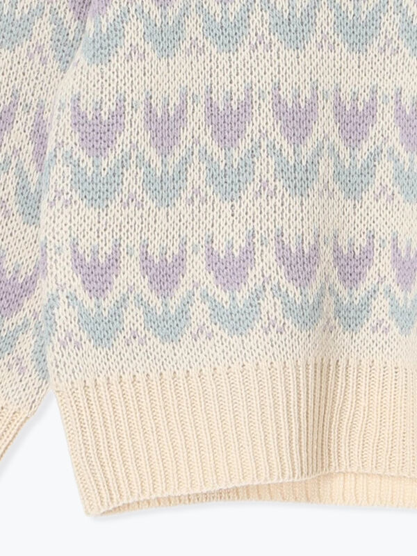 セール】 【マシンウォッシャブル】花柄ジャカードニット（サックス