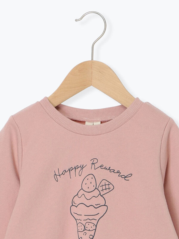 セール】 ◎パフェプリント裾スカラップロンT（ピンク/ネイビー