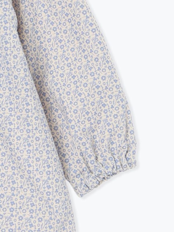 セール】 配色パイピング花柄ワンピース（ブラウン/サックスブルー