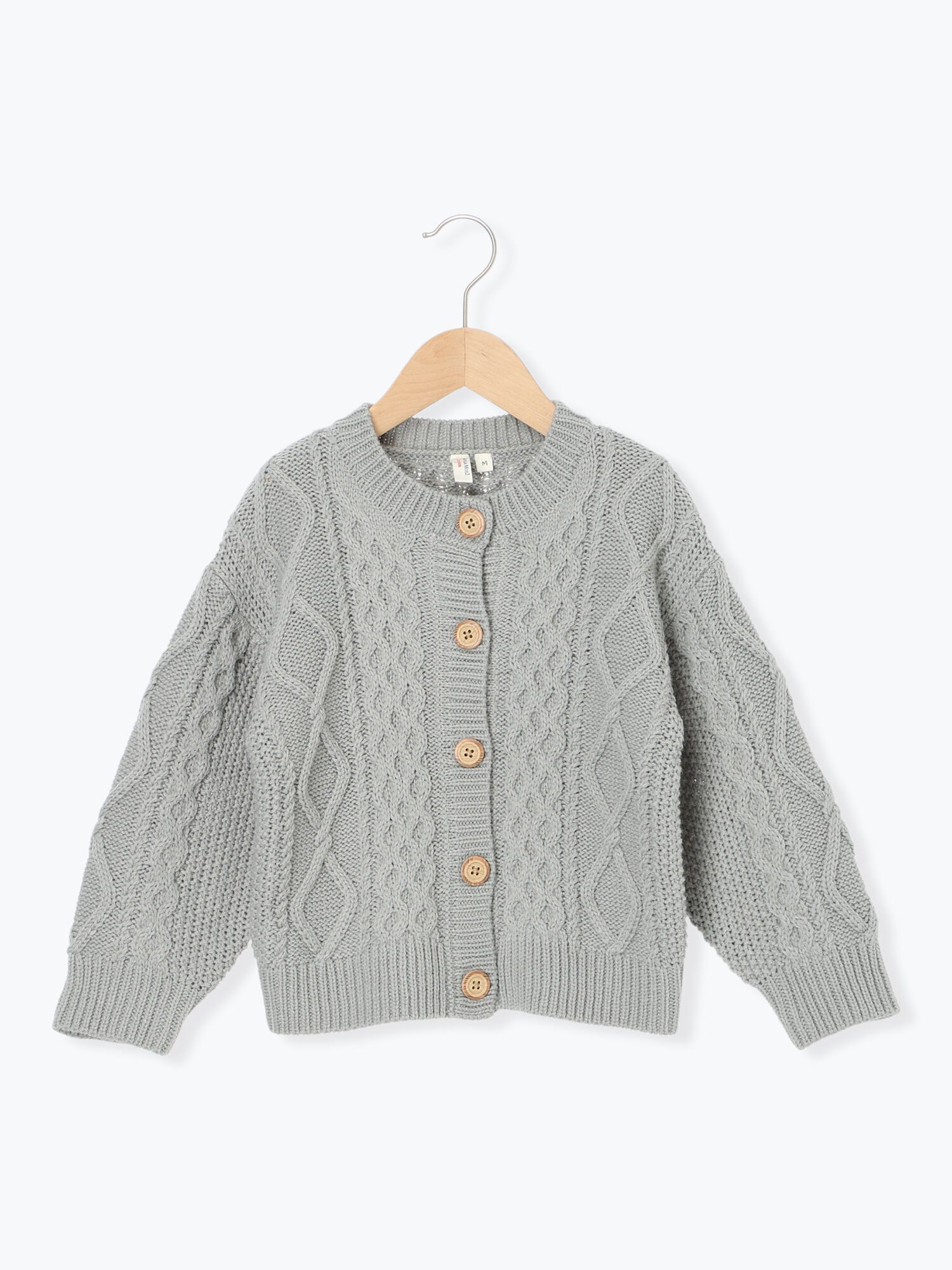 マシンウォッシャブル】ケーブルニットカーディガン（サックスブルー