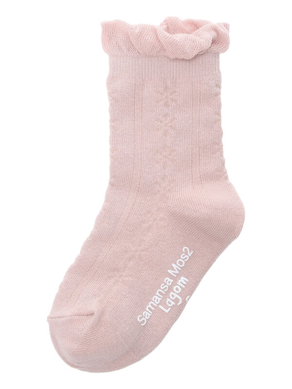 透かし編みソックス（オフホワイト/ピンク/サックスブルー/レッグ