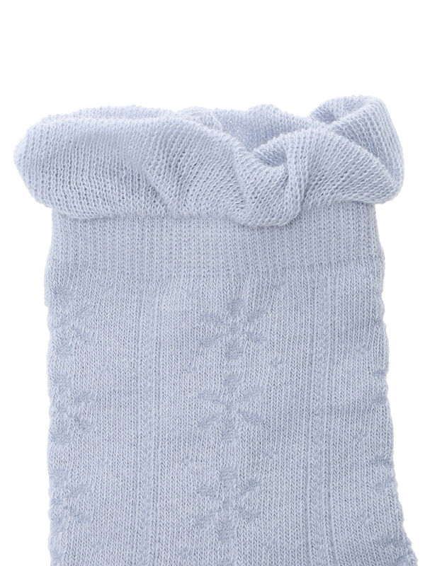 透かし編みソックス（オフホワイト/ピンク/サックスブルー/レッグ