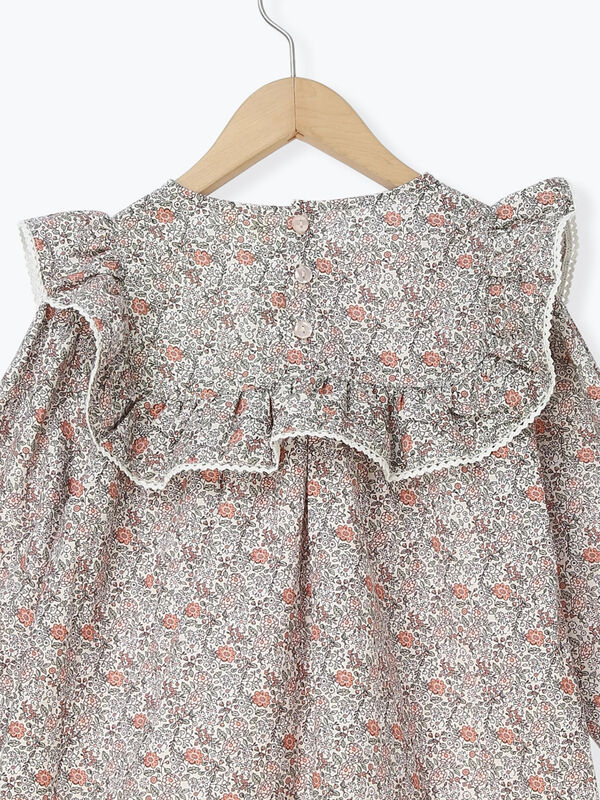 ヨークフリル花柄ワンピース（ピンク/イエロー/ワンピース/ワンピース