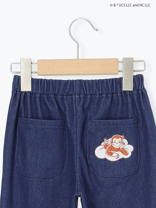 セール】 【おさるのジョージ】デニム風カットツイルパンツ（ブルー