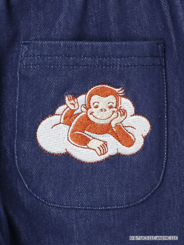 セール】 【おさるのジョージ】デニム風カットツイルパンツ（ブルー