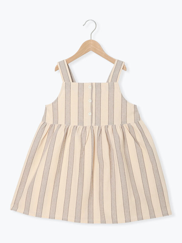 ストライプ柄ジャンバースカート（グレー/レッド/ボトムス/スカート