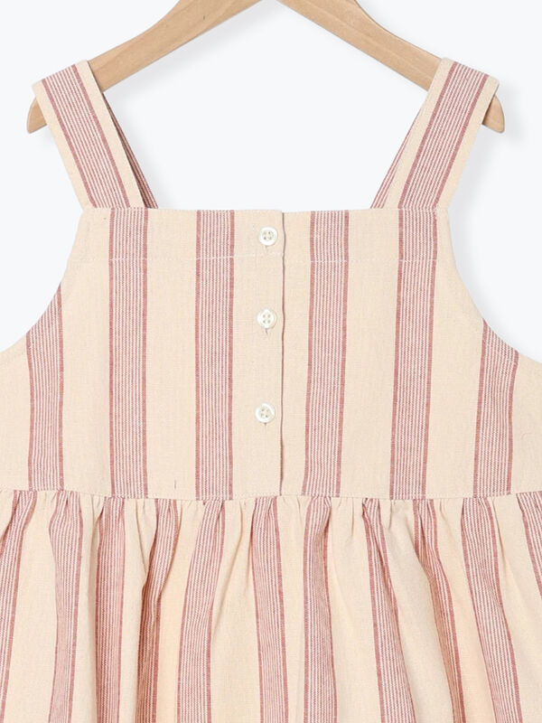 ストライプ柄ジャンバースカート（グレー/レッド/ボトムス/スカート