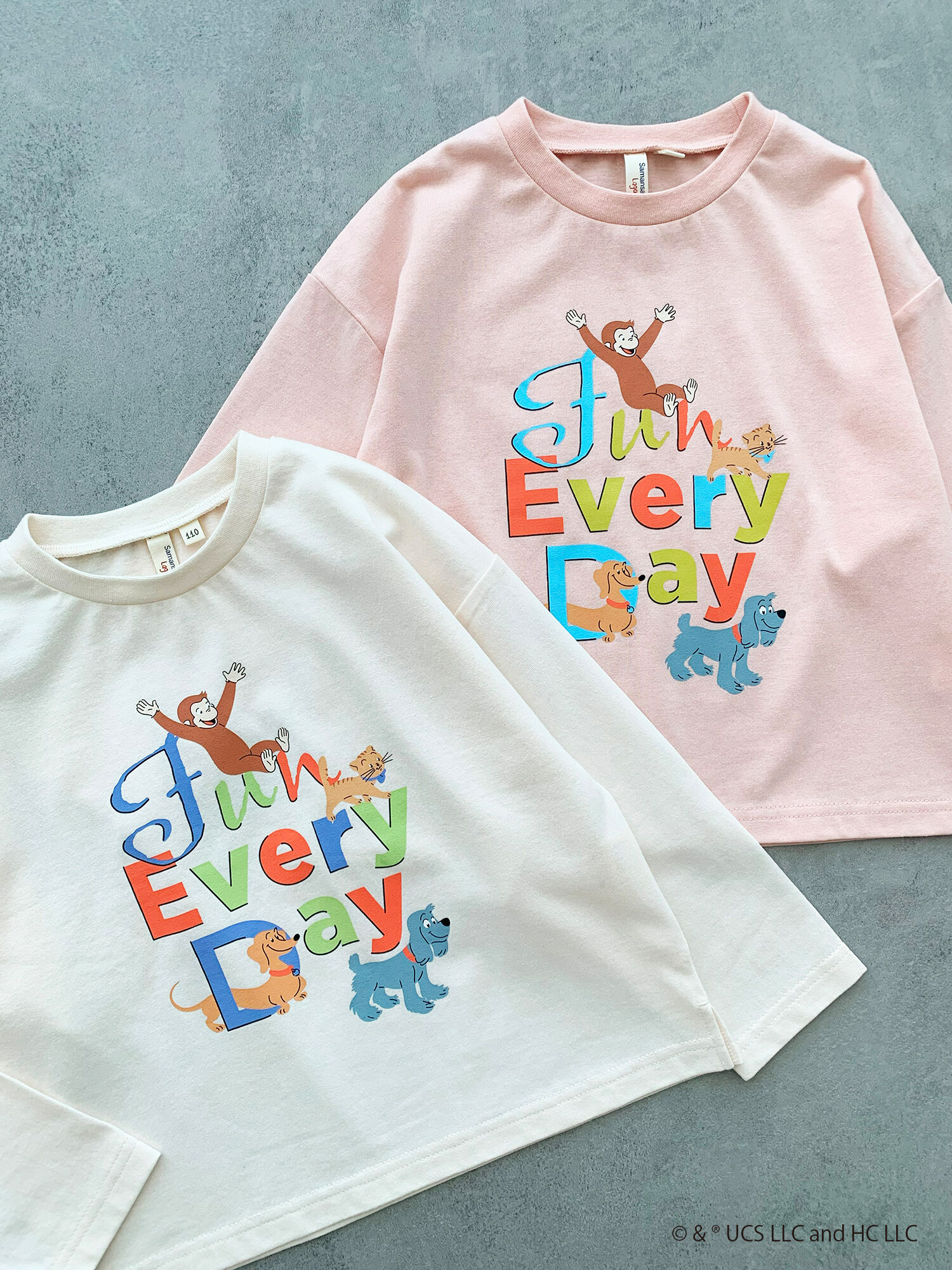 おさるのジョージ】プリントロンT（ピンク/キナリ/トップス/Tシャツ