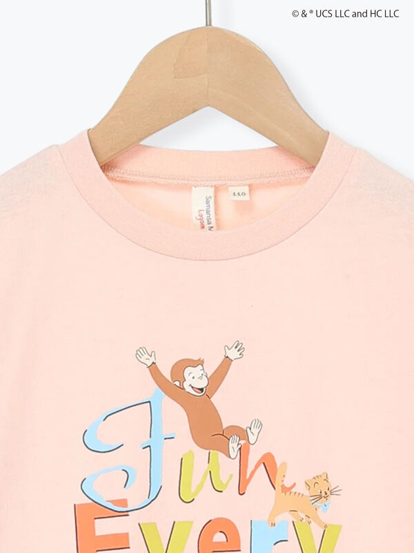 おさるのジョージ】プリントロンT（ピンク/キナリ/トップス/Tシャツ