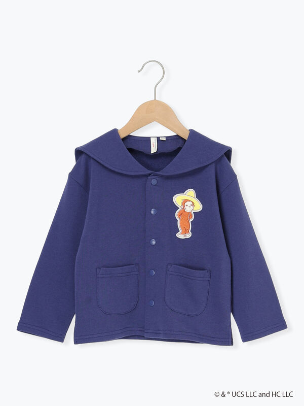 おさるのジョージ】セーラーカラーカーディガン（イエロー/ネイビー