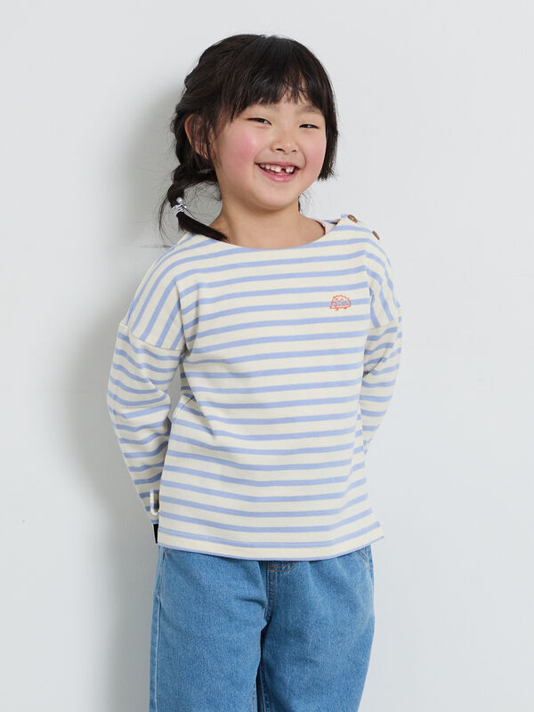 ハリネズミ刺繍ボーダーカットソー（サックスブルー）｜Samansa Mos2 Lagom（KIDS）（サマンサモスモス ラーゴム）通販