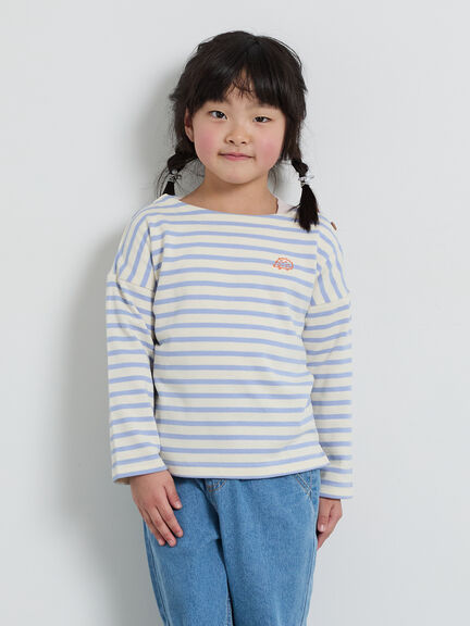 ハリネズミ刺繍ボーダーカットソー（ピンク/ミント/サックスブルー）｜Samansa Mos2 Lagom（KIDS）（サマンサモスモス ラーゴム）通販