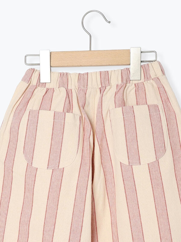 ストライプ柄コクーンパンツ（グレー/レッド/ボトムス/パンツ