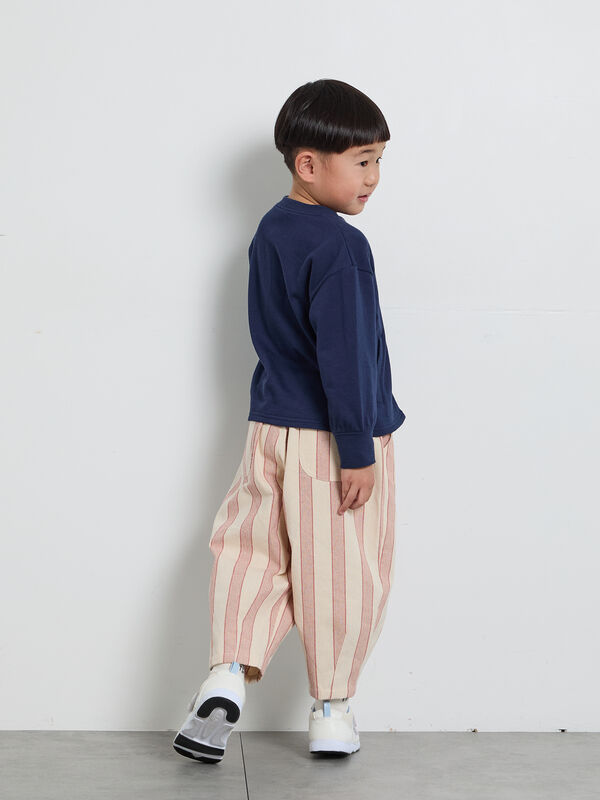 ナマケモノ刺繍ミニ裏毛カーディガン（オレンジ/ネイビー/トップス