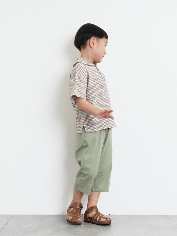 セール】 7分丈ストレッチツイルパンツ（チャコールグレー/キャメル