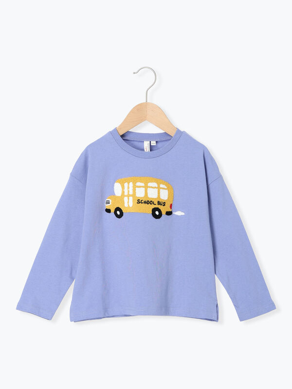 セール】 スクールバスさがら刺繍ロンT（オレンジ/ミント/ブルー