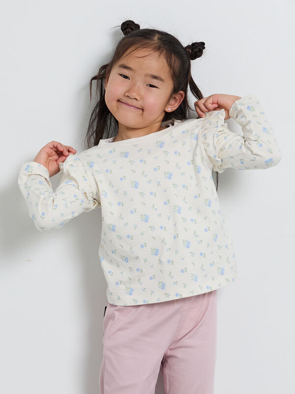 肩フリル花柄ロンT（オフホワイト）｜Samansa Mos2 Lagom（KIDS）（サマンサモスモス ラーゴム）通販