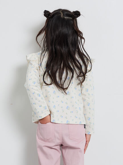 肩フリル花柄ロンT（オフホワイト/ピンク）｜Samansa Mos2 Lagom（KIDS）（サマンサモスモス ラーゴム）通販