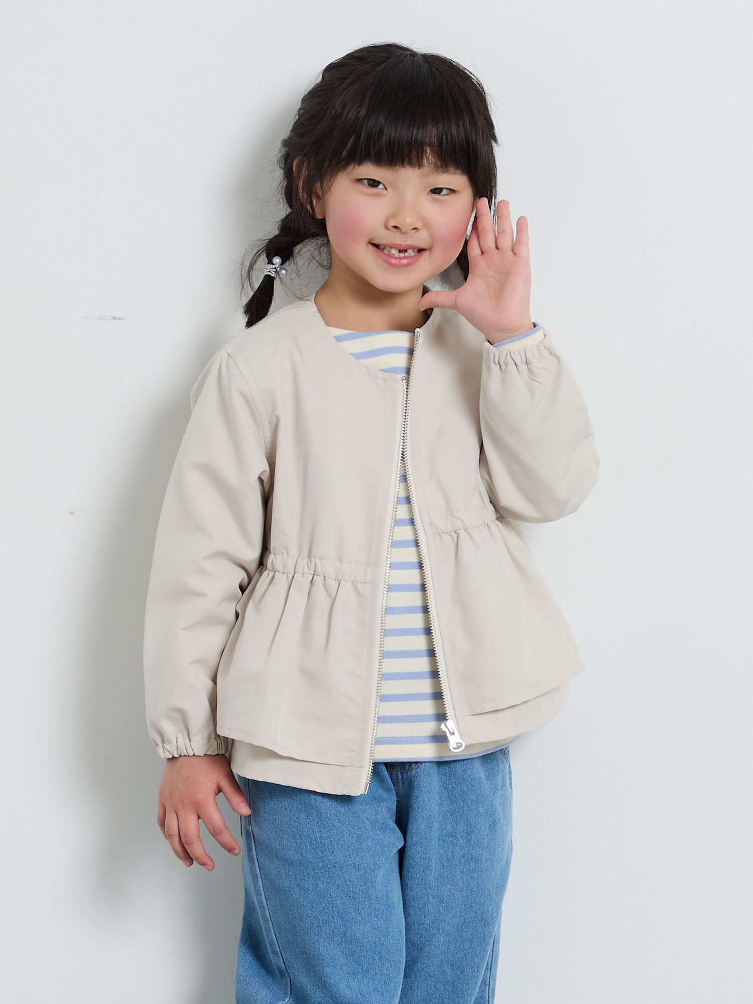 撥水】ティアードブルゾン（ピンク/ベージュ/アウター/ブルゾン