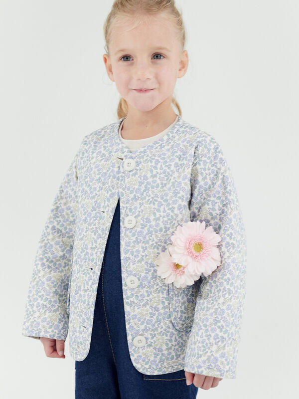 花柄キルトジャケット（サックスブルー/キナリ/アウター/ジャケット