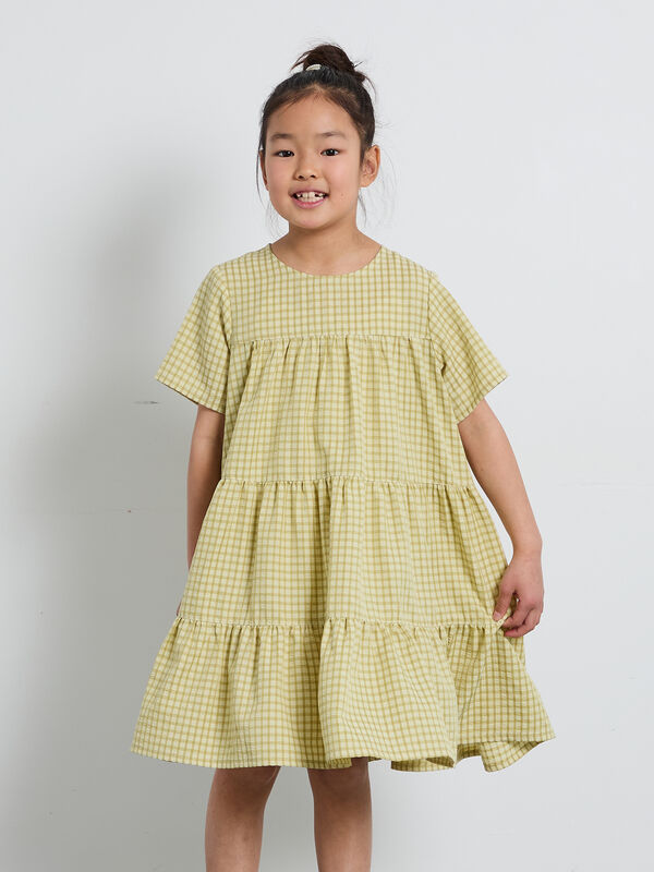 【140・150】チェック柄ティアードワンピース（イエロー/ブルー）｜Samansa Mos2 Lagom（KIDS）（サマンサモスモス ラーゴム）通販