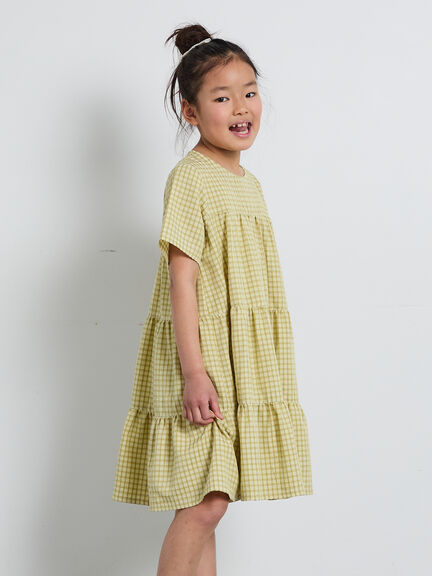 【140・150】チェック柄ティアードワンピース（イエロー/ブルー）｜Samansa Mos2 Lagom（KIDS）（サマンサモスモス ラーゴム）通販