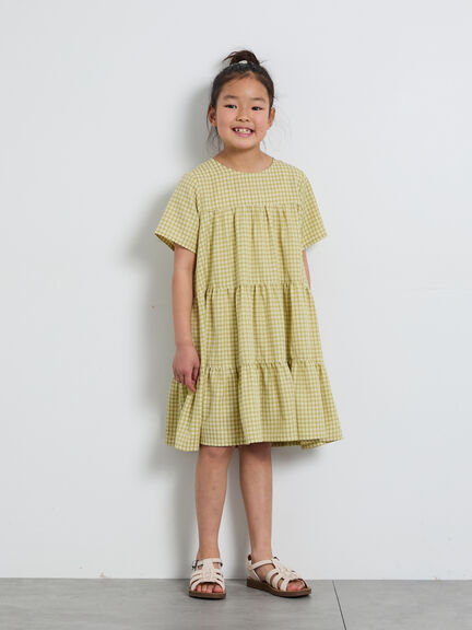 【140・150】チェック柄ティアードワンピース（イエロー/ブルー）｜Samansa Mos2 Lagom（KIDS）（サマンサモスモス ラーゴム）通販