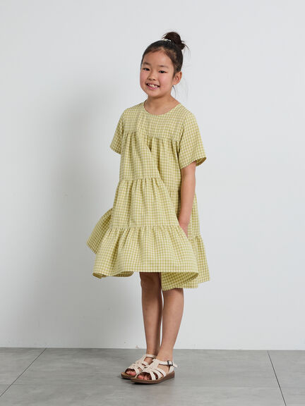 【140・150】チェック柄ティアードワンピース（イエロー/ブルー）｜Samansa Mos2 Lagom（KIDS）（サマンサモスモス ラーゴム）通販