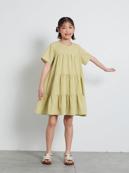 【140・150】チェック柄ティアードワンピース（イエロー/ブルー）｜Samansa Mos2 Lagom（KIDS）（サマンサモスモス ラーゴム）通販