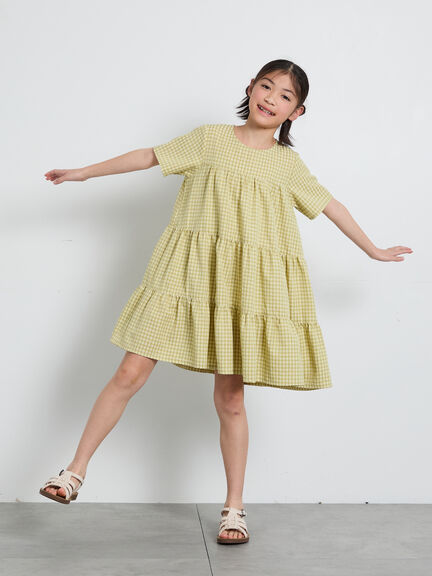 【140・150】チェック柄ティアードワンピース（イエロー/ブルー）｜Samansa Mos2 Lagom（KIDS）（サマンサモスモス ラーゴム）通販