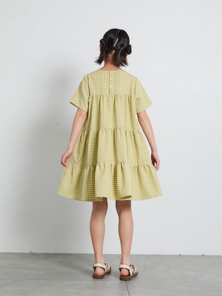 【140・150】チェック柄ティアードワンピース（イエロー/ブルー）｜Samansa Mos2 Lagom（KIDS）（サマンサモスモス ラーゴム）通販