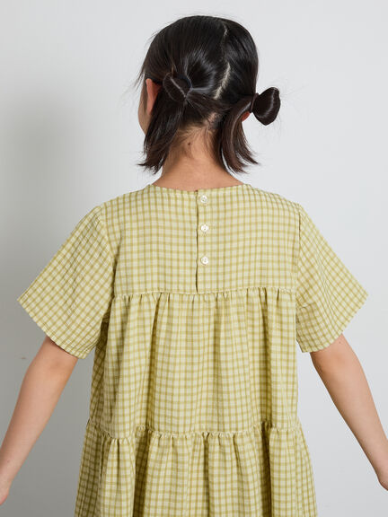 【140・150】チェック柄ティアードワンピース（イエロー/ブルー）｜Samansa Mos2 Lagom（KIDS）（サマンサモスモス ラーゴム）通販
