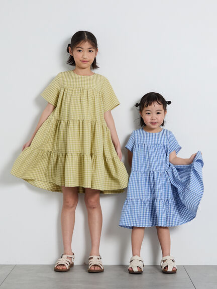 【140・150】チェック柄ティアードワンピース（イエロー/ブルー）｜Samansa Mos2 Lagom（KIDS）（サマンサモスモス ラーゴム）通販