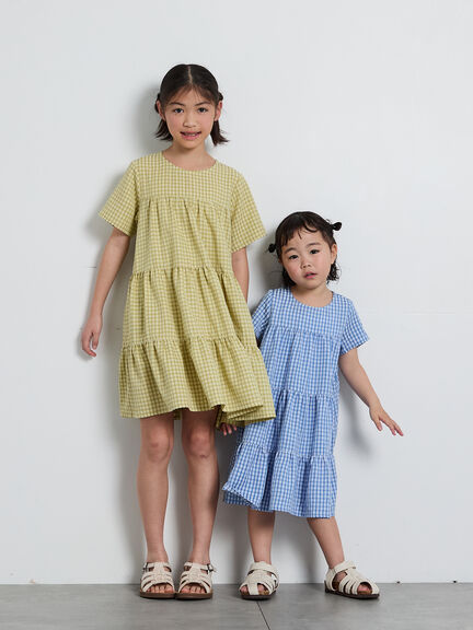 【140・150】チェック柄ティアードワンピース（イエロー/ブルー）｜Samansa Mos2 Lagom（KIDS）（サマンサモスモス ラーゴム）通販