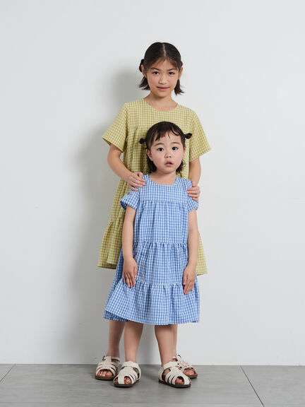 【140・150】チェック柄ティアードワンピース（イエロー/ブルー）｜Samansa Mos2 Lagom（KIDS）（サマンサモスモス ラーゴム）通販