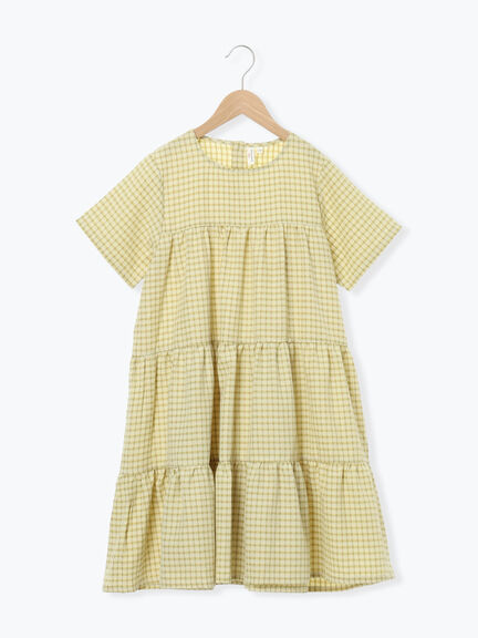 【140・150】チェック柄ティアードワンピース（イエロー/ブルー）｜Samansa Mos2 Lagom（KIDS）（サマンサモスモス ラーゴム）通販