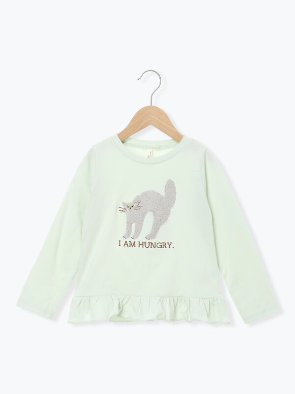 セール】 ネコさがら刺繍ロンT（ミント/ラベンダー/トップス/Tシャツ