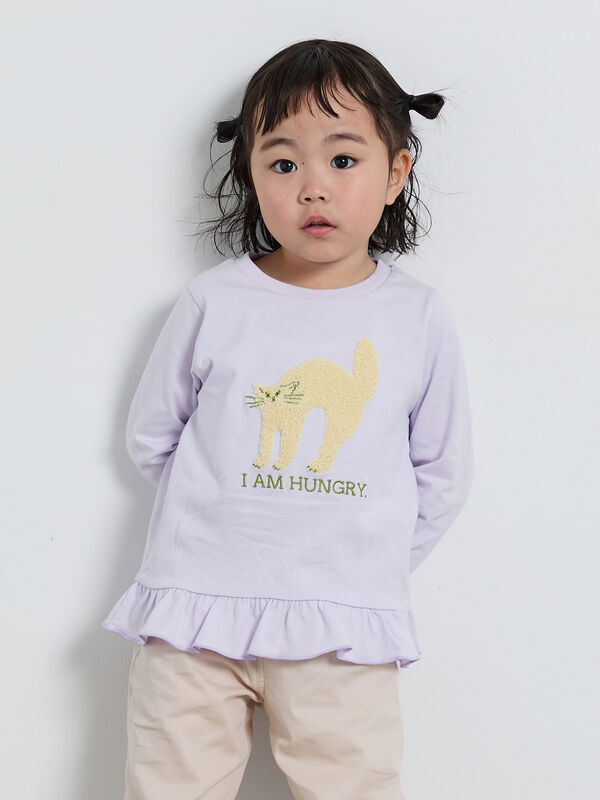 セール】 ネコさがら刺繍ロンT（ミント/ラベンダー/トップス/Tシャツ