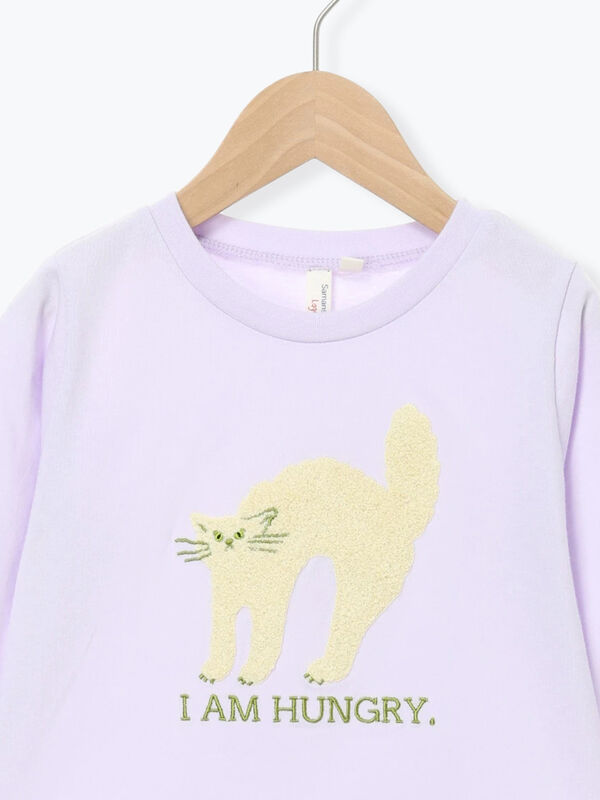 セール】 ネコさがら刺繍ロンT（ミント/ラベンダー/トップス/Tシャツ