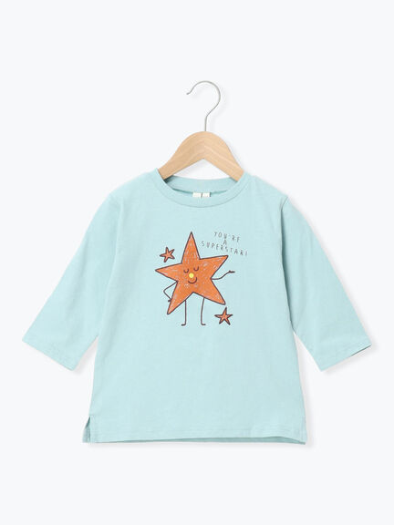 セール】 星プリント7分袖T（オレンジ/グリーン/トップス/Tシャツ