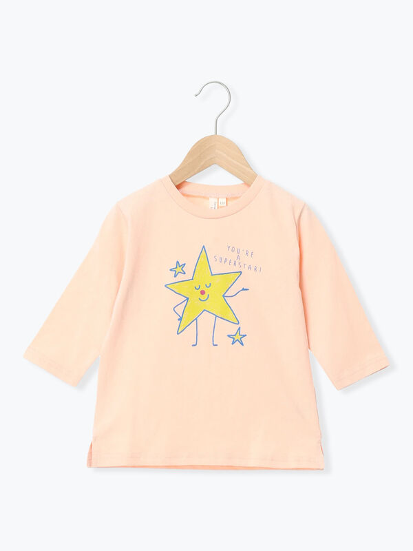 セール】 星プリント7分袖T（オレンジ/グリーン/トップス/Tシャツ