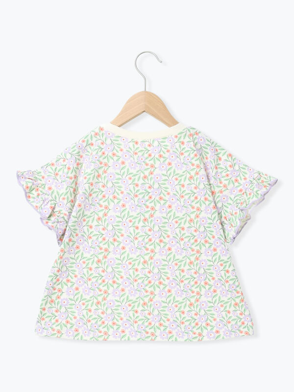 セール】 花柄袖フリルTシャツ（イエロー/ラベンダー/トップス/Tシャツ