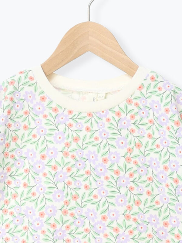 セール】 花柄袖フリルTシャツ（イエロー/ラベンダー/トップス/Tシャツ