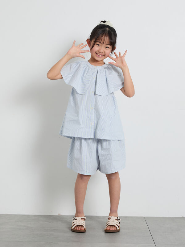 セール】 【140・150】ストライプ柄キュロット(セットアップ可