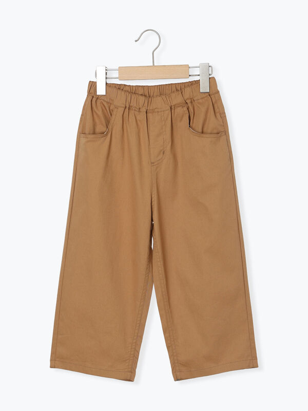 もんはし　キャメル　サイズ0 140・150】7分丈ストレッチツイルパンツ（チャコールグレー