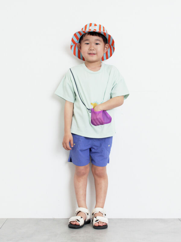 吸水速乾】メッシュポケット恐竜Tシャツ（レッド/ブラウン/ミント