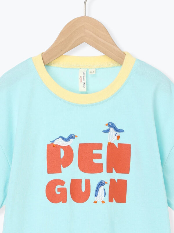 セール】 【吸水速乾】ペンギンロゴTシャツ（ターコイズブルー