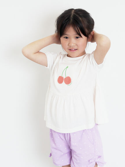 【吸水速乾】サクランボさがら刺繍Tシャツ（オフホワイト/ピンク）｜Samansa Mos2 Lagom（KIDS）（サマンサモスモス ラーゴム）通販